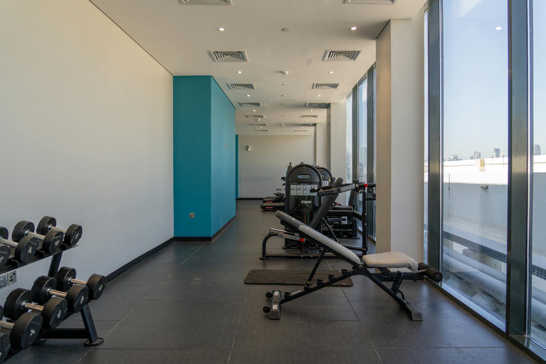 Luxury gym with exercise equipment