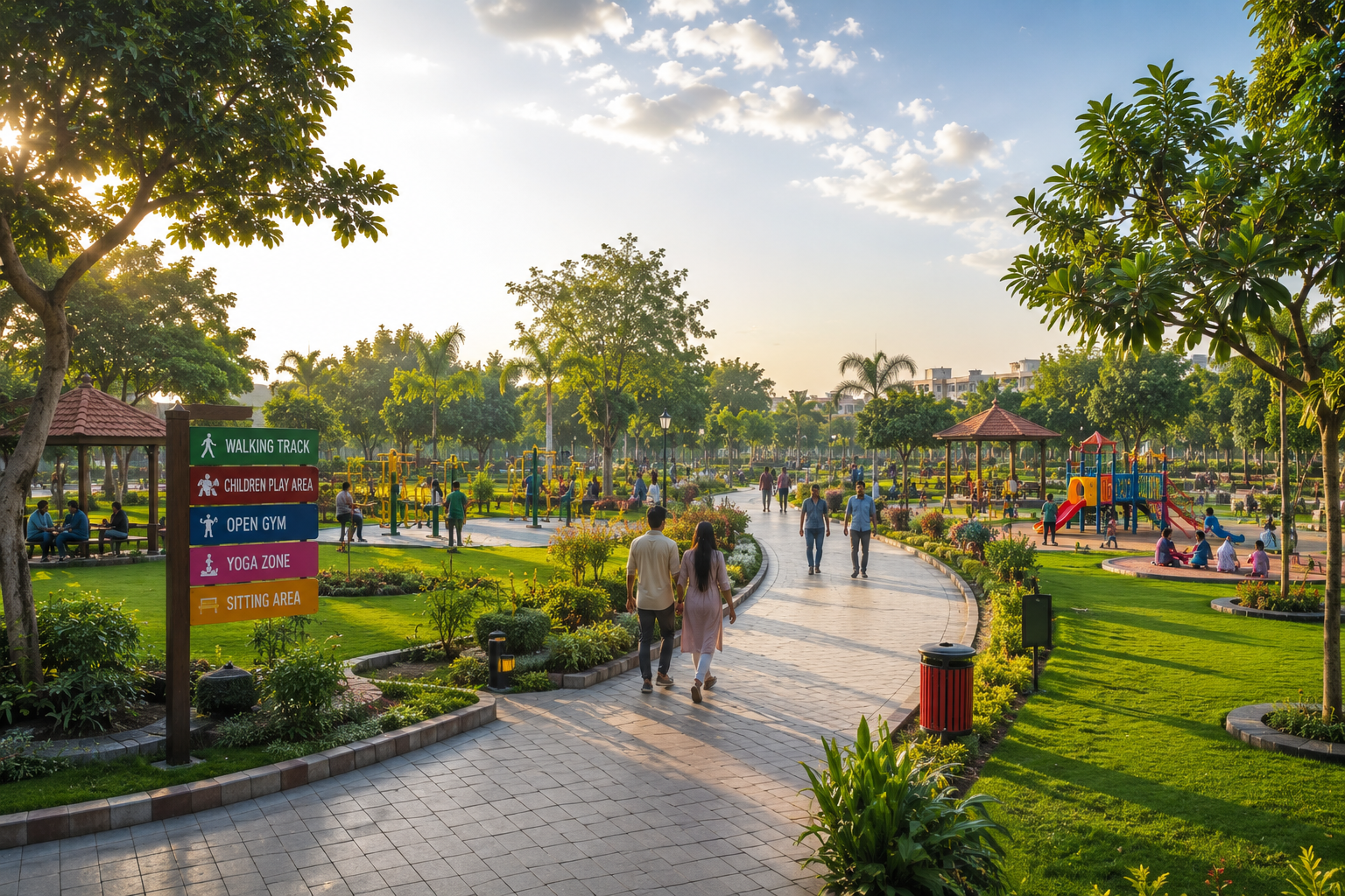 Green landscaped park